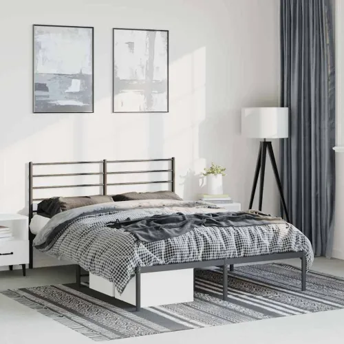 Metalni okvir za krevet s uzglavljem crni 135x190 cm - Crna 135 x 190 cm s uzglavljem Cijena