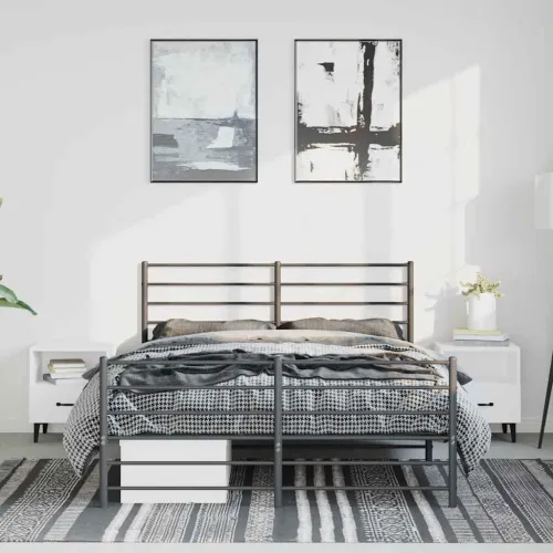 Metalni okvir kreveta uzglavlje i podnožje crni 135x190 cm - Crna 135 x 190 cm s uzglavljem i podnožjem Cijena