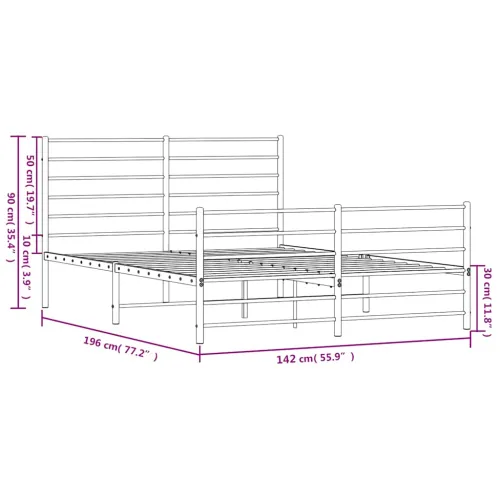 Metalni okvir kreveta uzglavlje i podnožje crni 135x190 cm - Crna 135 x 190 cm s uzglavljem i podnožjem Cijena