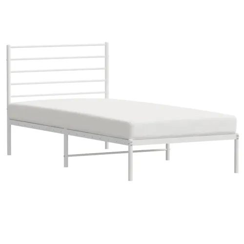 Metalni okvir krevet bez madraca s uzglavljem bijeli 75x190 cm - Bijela 75 x 190 cm s uzglavljem Cijena