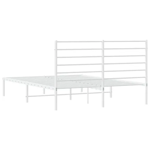 Metalni okvir za krevet s uzglavljem bijeli 135x190 cm - Bijela 135 x 190 cm s uzglavljem Cijena