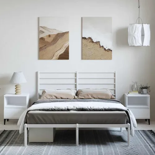 Metalni okvir za krevet s uzglavljem bijeli 135x190 cm - Bijela 135 x 190 cm s uzglavljem Cijena