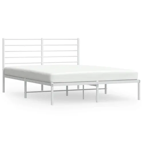 Metalni okvir za krevet s uzglavljem bijeli 135x190 cm - Bijela 135 x 190 cm s uzglavljem Cijena