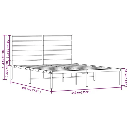 Metalni okvir za krevet s uzglavljem bijeli 135x190 cm - Bijela 135 x 190 cm s uzglavljem Cijena