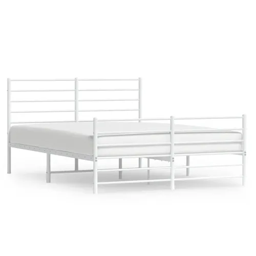 Metalni okvir kreveta uzglavlje i podnožje bijeli 135 x 190 cm - Bijela 135 x 190 cm s uzglavljem i podnožjem Cijena