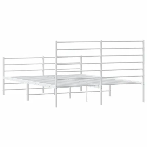 Metalni okvir kreveta uzglavlje i podnožje bijeli 135 x 190 cm - Bijela 135 x 190 cm s uzglavljem i podnožjem Cijena