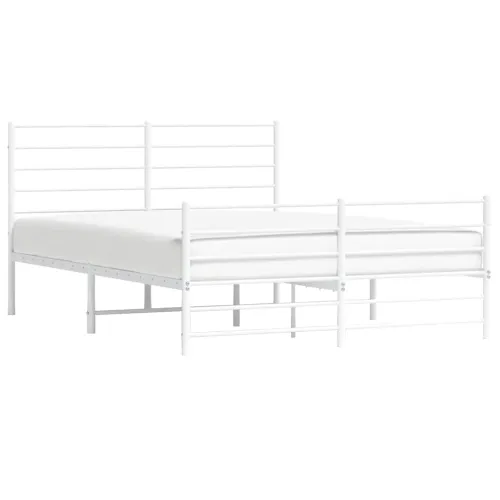Metalni okvir kreveta uzglavlje i podnožje bijeli 135 x 190 cm - Bijela 135 x 190 cm s uzglavljem i podnožjem Cijena