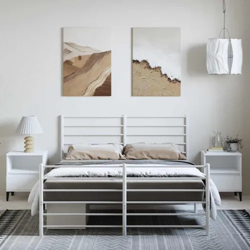 Metalni okvir kreveta uzglavlje i podnožje bijeli 135 x 190 cm - Bijela 135 x 190 cm s uzglavljem i podnožjem Cijena