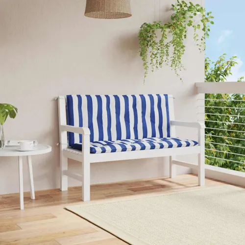 Jastuci za vrtnu klupu 2 kom plavo-bijeli prugasti 120x50x7 cm - Plava i bijela 120 cm 2 Cijena