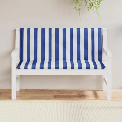 Jastuci za vrtnu klupu 2 kom plavo-bijeli prugasti 120x50x7 cm - Plava i bijela 120 cm Cijena
