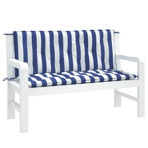 Jastuci za vrtnu klupu 2 kom plavo-bijeli prugasti 120x50x7 cm - Plava i bijela 120 cm Cijena