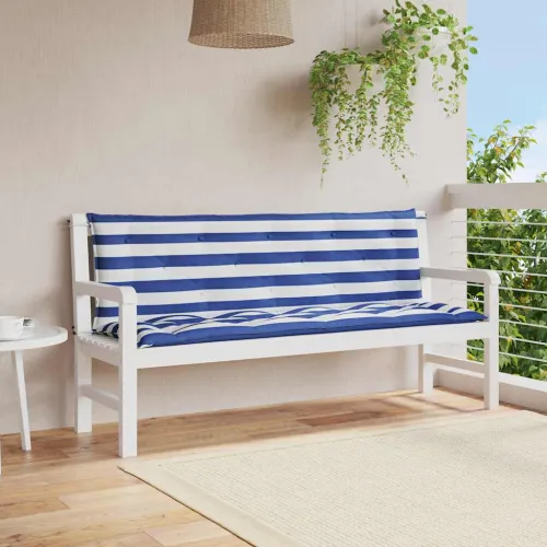 Jastuci za vrtnu klupu 2 kom plavo-bijeli prugasti 150x50x7 cm - Plava i bijela 150 cm 2 Cijena
