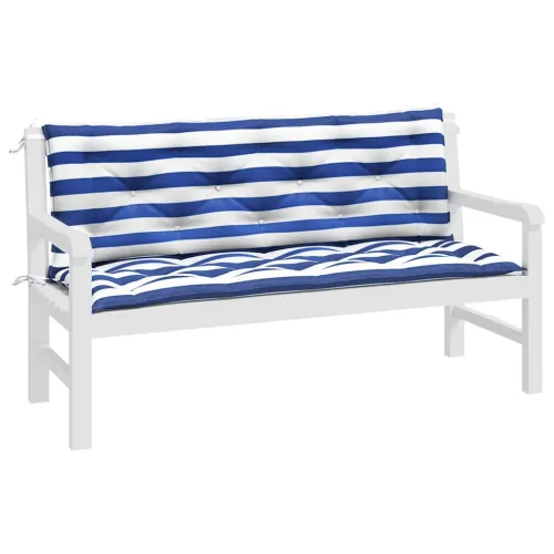 Jastuci za vrtnu klupu 2 kom plavo-bijeli prugasti 150x50x7 cm - Plava i bijela 150 cm Cijena