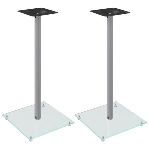 Stalci za zvučnike srebrni 2 kom od kaljenog stakla s 1 stupom - Srebrno 40 x 40 x 86 cm Srebrno 40 x 40 x 86 cm Cijena