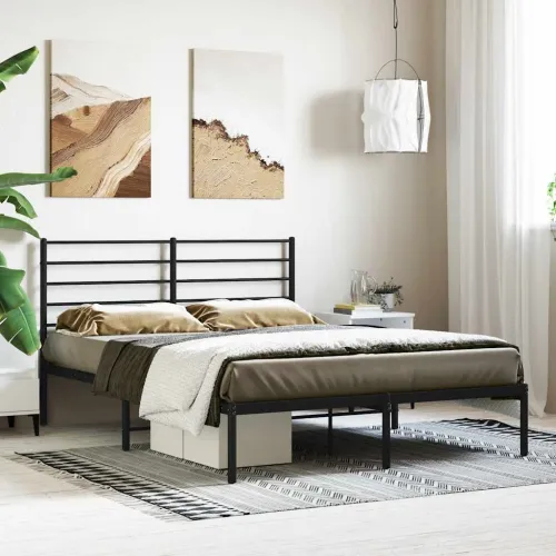 Metalni okvir za krevet s uzglavljem crni 120x190 cm - Crna 120 x 190 cm s uzglavljem Cijena