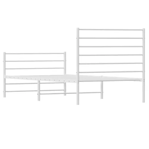 Metalni okvir kreveta uzglavlje i podnožje bijeli 90x190 cm - Bijela 90 x 190 cm s uzglavljem i podnožjem Cijena