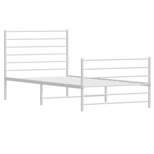Metalni okvir kreveta uzglavlje i podnožje bijeli 90x190 cm - Bijela 90 x 190 cm s uzglavljem i podnožjem Cijena