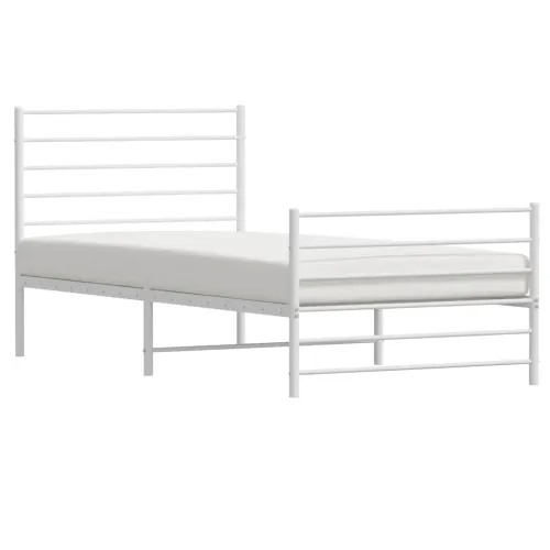 Metalni okvir kreveta uzglavlje i podnožje bijeli 90x190 cm - Bijela 90 x 190 cm s uzglavljem i podnožjem Cijena