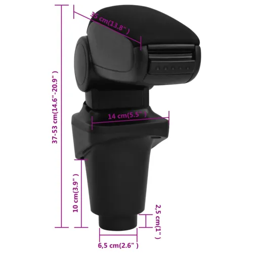 Naslon za ruke za Fiat 500L (2012) crni 14x35x(37-53) cm ABS - Fiat 500l (2012) Cijena