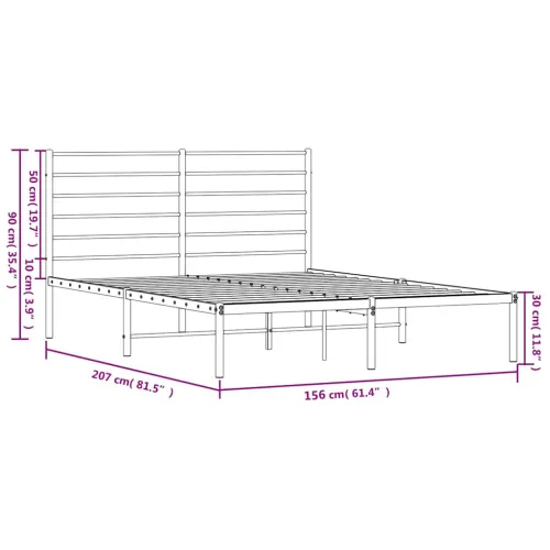 Metalni okvir za krevet s uzglavljem crni 150x200 cm - Crna 150 x 200 cm s uzglavljem Cijena