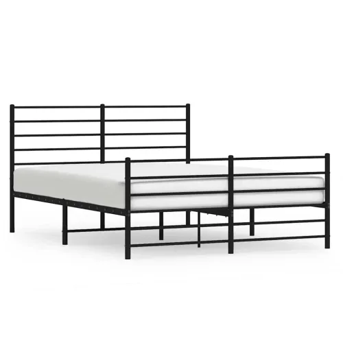 Metalni okvir kreveta uzglavlje i podnožje crni 150x200 cm - Crna 150 x 200 cm s uzglavljem i podnožjem Cijena