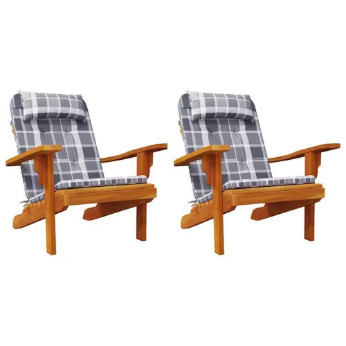 Jastuci za stolicu Adirondack 2 kom sivi karirani od tkanine - Sivi karirani uzorak Cijena