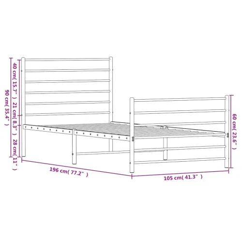 Metalni okvir kreveta uzglavlje i podnožje crni 100x190 cm - Crna 100 x 190 cm s uzglavljem i podnožjem Cijena