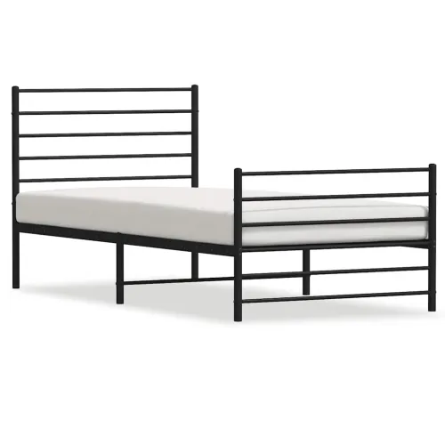 Metalni okvir kreveta uzglavlje i podnožje crni 100x190 cm - Crna 100 x 190 cm s uzglavljem i podnožjem Cijena