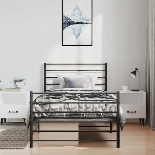 Metalni okvir kreveta uzglavlje i podnožje crni 100x190 cm - Crna 100 x 190 cm s uzglavljem i podnožjem Cijena