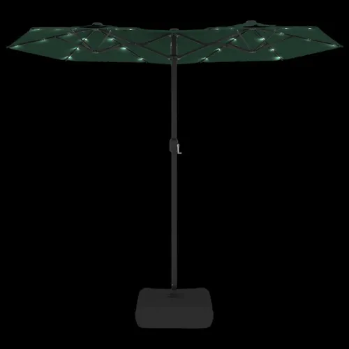 Dvostruki vrtni suncobran s LED svjetlima zeleni 316 x 145 cm - Zelena Cijena