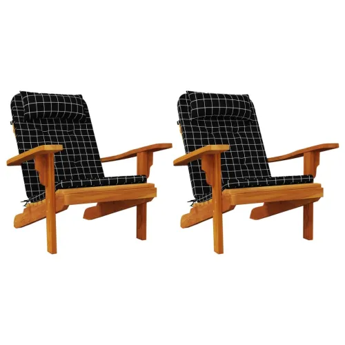 Jastuci za stolicu Adirondack 2 kom crni karirani od tkanine - Crno-bijelo Cijena