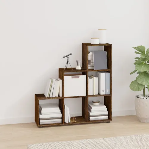 Regal za knjige u obliku stepenica boja hrasta 107 cm drveni - Dimljeni hrast 104 x 29 x 107 cm Cijena