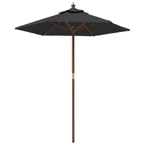 Vrtni suncobran s drvenim stupom crni 196 x 231 cm - Crna Cijena