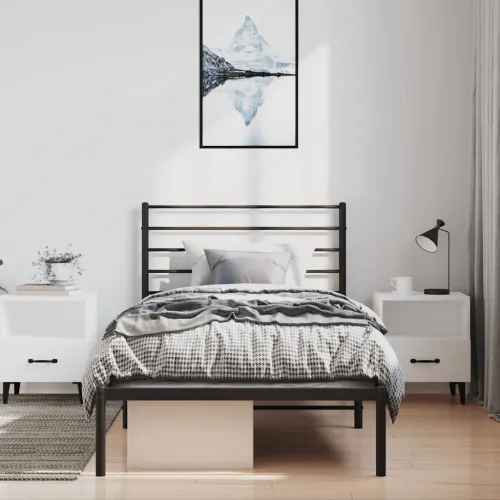 Metalni okvir za krevet s uzglavljem crni 100x200 cm - Crna 100 x 200 cm s uzglavljem Cijena