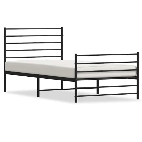 Metalni okvir kreveta uzglavlje i podnožje crni 100x200 cm - Crna 100 x 200 cm s uzglavljem i podnožjem Cijena