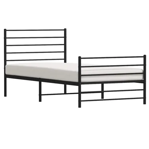 Metalni okvir kreveta uzglavlje i podnožje crni 100x200 cm - Crna 100 x 200 cm s uzglavljem i podnožjem Cijena