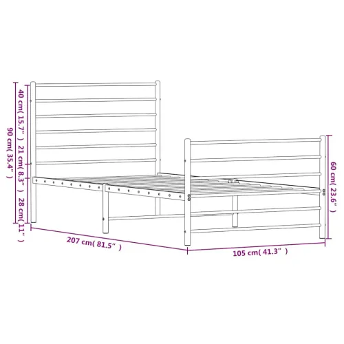 Metalni okvir kreveta uzglavlje i podnožje crni 100x200 cm - Crna 100 x 200 cm s uzglavljem i podnožjem Cijena