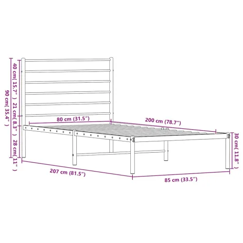 Metalni okvir za krevet s uzglavljem bijeli 80x200 cm - Bijela 80 x 200 cm s uzglavljem Cijena
