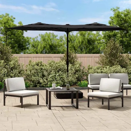 Dvostruki vrtni suncobran crni 316 x 145 cm - Crna Cijena