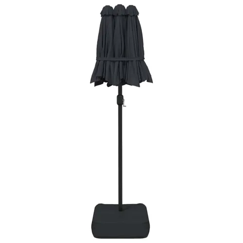 Dvostruki vrtni suncobran s LED svjetlima crni 316 x 145 cm - Crna Cijena