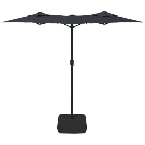 Dvostruki vrtni suncobran s LED svjetlima crni 316 x 145 cm - Crna Cijena