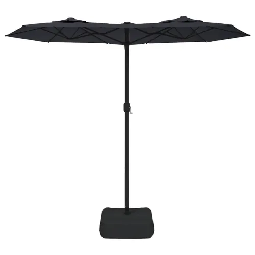 Dvostruki vrtni suncobran s LED svjetlima crni 316 x 145 cm - Crna Cijena