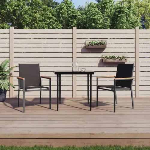 Vrtne stolice 2 kom crne 55 x 61,5 x 90 cm tekstilen i čelik - 2 Cijena