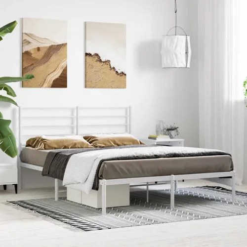 Metalni okvir za krevet s uzglavljem bijeli 120x200 cm - Bijela 120 x 200 cm s uzglavljem Cijena