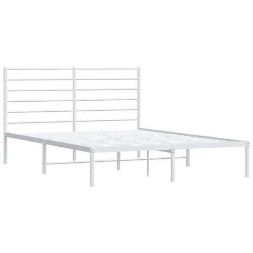 Metalni okvir za krevet s uzglavljem bijeli 140 x 190 cm - Bijela 140 x 190 cm s uzglavljem Cijena