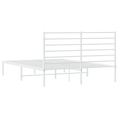 Metalni okvir za krevet s uzglavljem bijeli 140 x 190 cm - Bijela 140 x 190 cm s uzglavljem Cijena