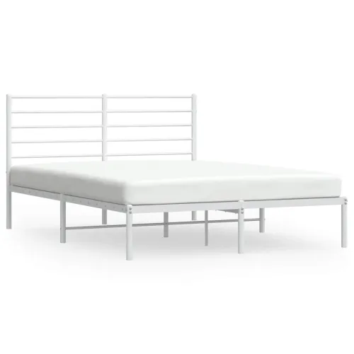 Metalni okvir za krevet s uzglavljem bijeli 140 x 200 cm - Bijela 140 x 200 cm s uzglavljem Cijena