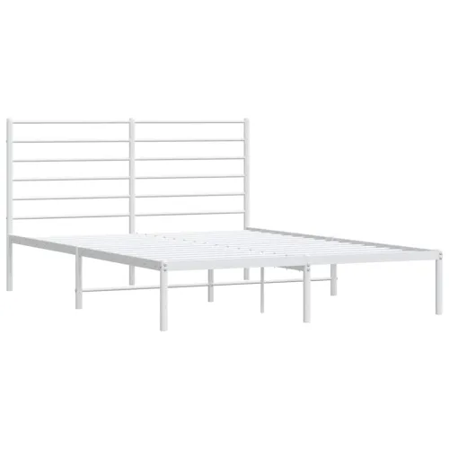Metalni okvir za krevet s uzglavljem bijeli 140 x 200 cm - Bijela 140 x 200 cm s uzglavljem Cijena