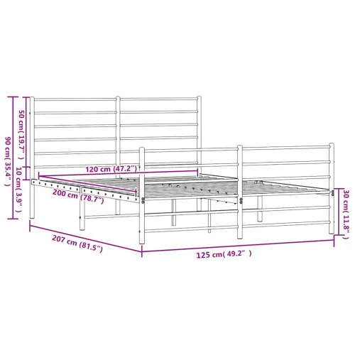 Metalni okvir kreveta uzglavlje i podnožje bijeli 120x200 cm - Bijela 120 x 200 cm s uzglavljem i podnožjem Cijena