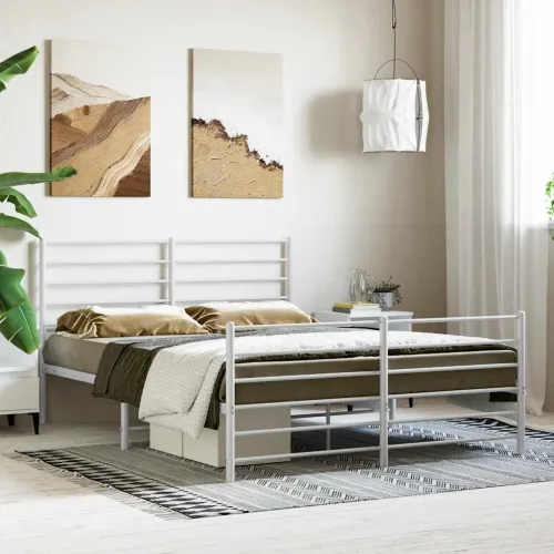 Metalni okvir kreveta uzglavlje i podnožje bijeli 120x200 cm - Bijela 120 x 200 cm s uzglavljem i podnožjem Cijena